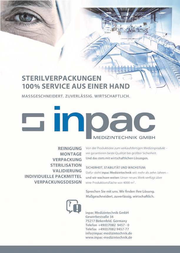 inpac Medizintechnik GmbH | Anzeige 1/1 Seite Fachmagazin